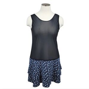 Expose Vintage Blue Ditsy Floral Skirt with attached Cami Women's Plus Size 18
